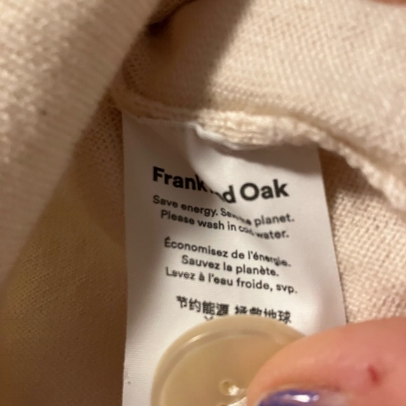 Frank and Oak Cream Button-Up Cardigan 100% Merino - Picture 5 of 7